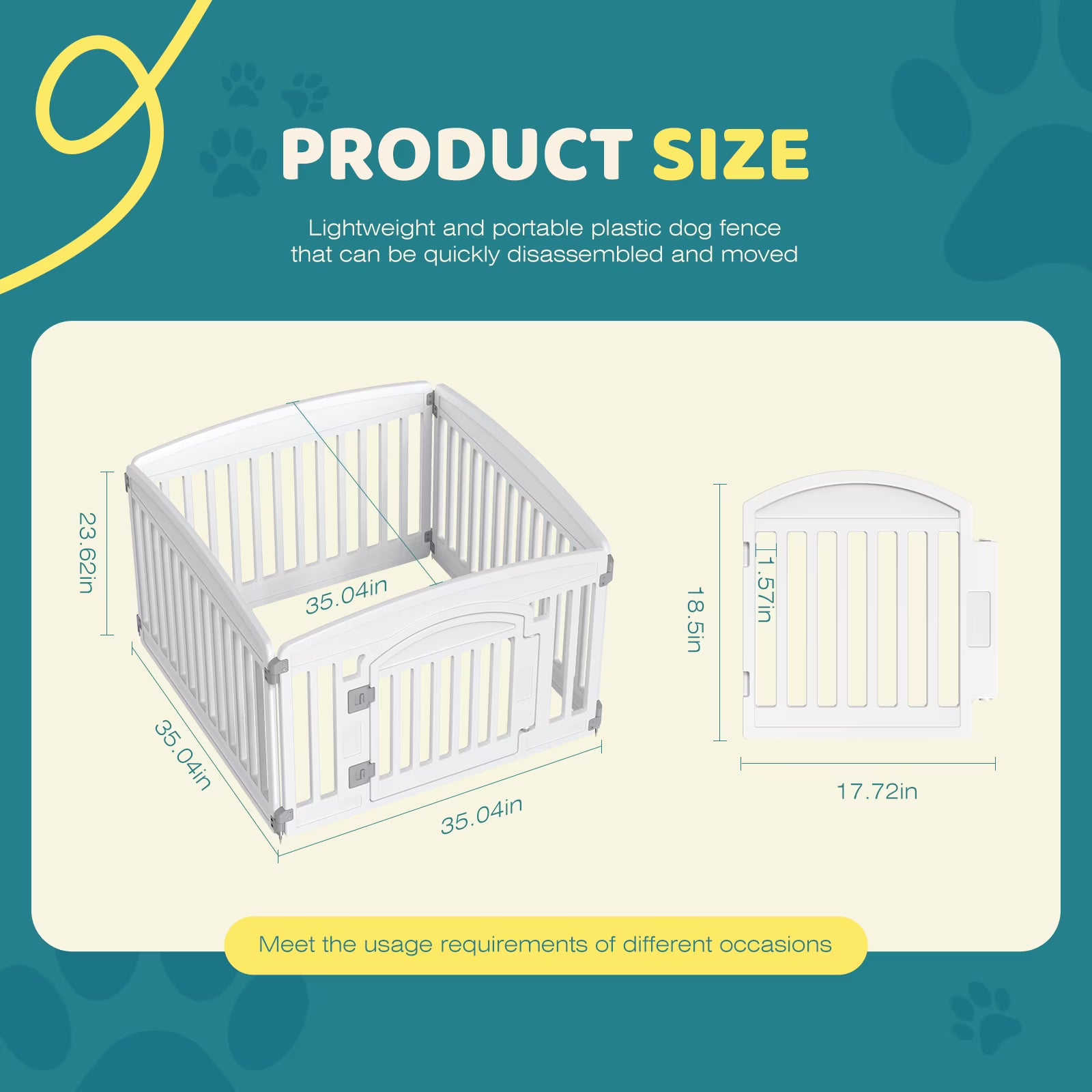 24-Inch 4-Panel Lightweight Indoor Dog Playpen with Door, Customizable Puppy Exercise Pen for Home Use, White
