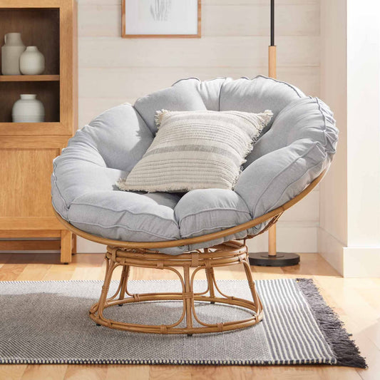 Papasan Accent Chair, Gray Linen