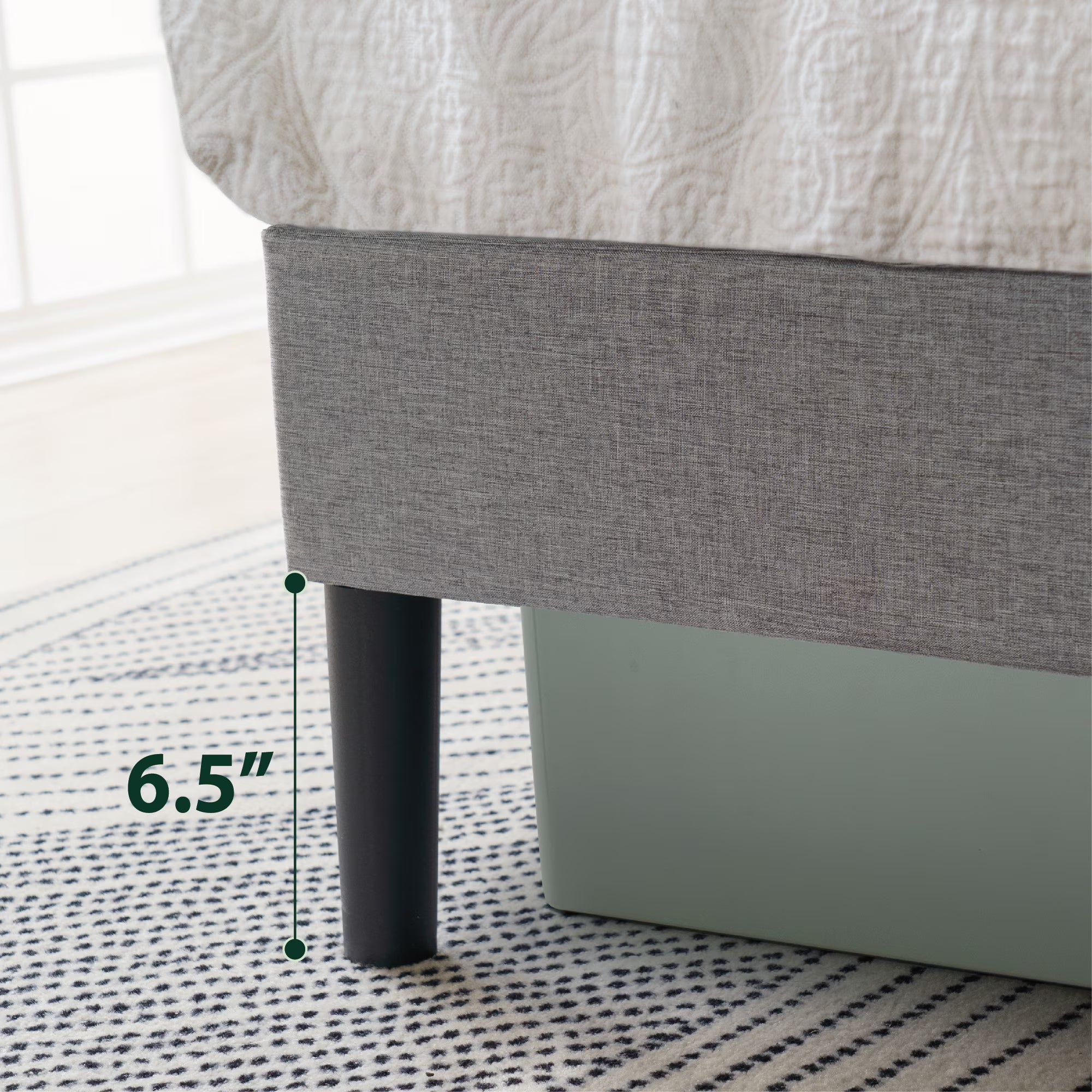 Gray Upholstered Square Tufted Platform Bed, No Box Spring Needed