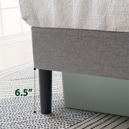 Gray Upholstered Square Tufted Platform Bed, No Box Spring Needed