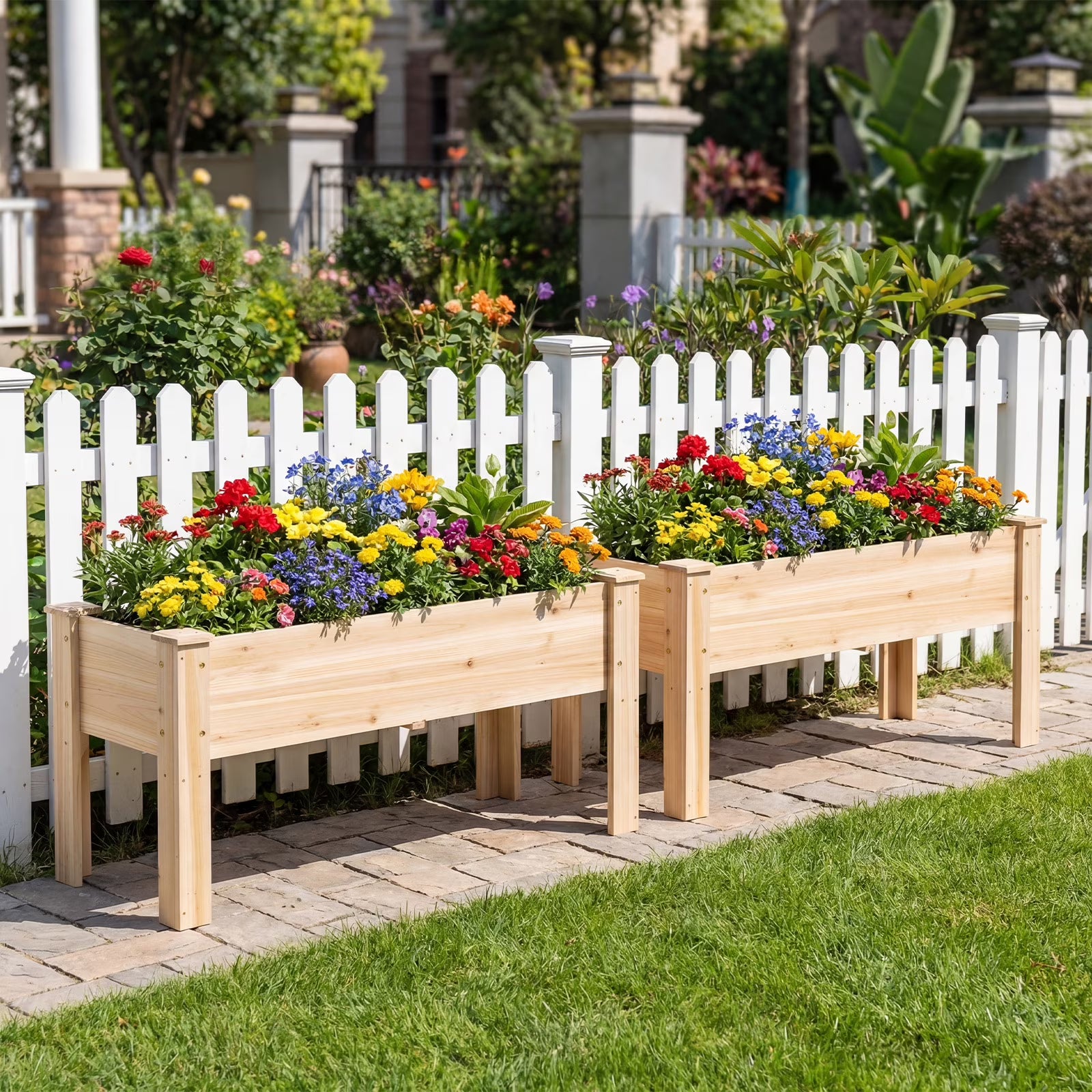 Raised Garden Bed Elevated Planter Box Wood for Vegetable Flower Herb