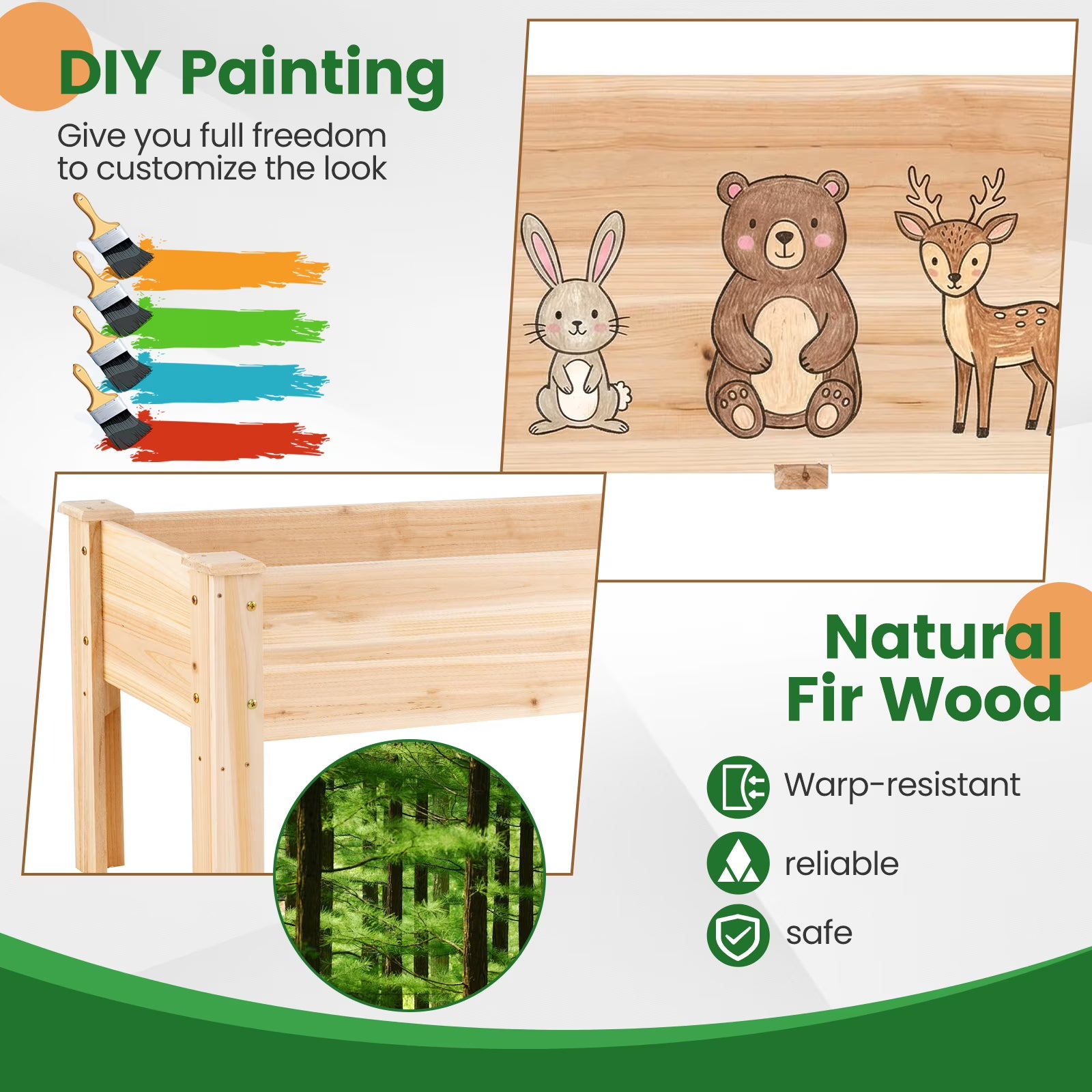 Raised Garden Bed Elevated Planter Box Wood for Vegetable Flower Herb