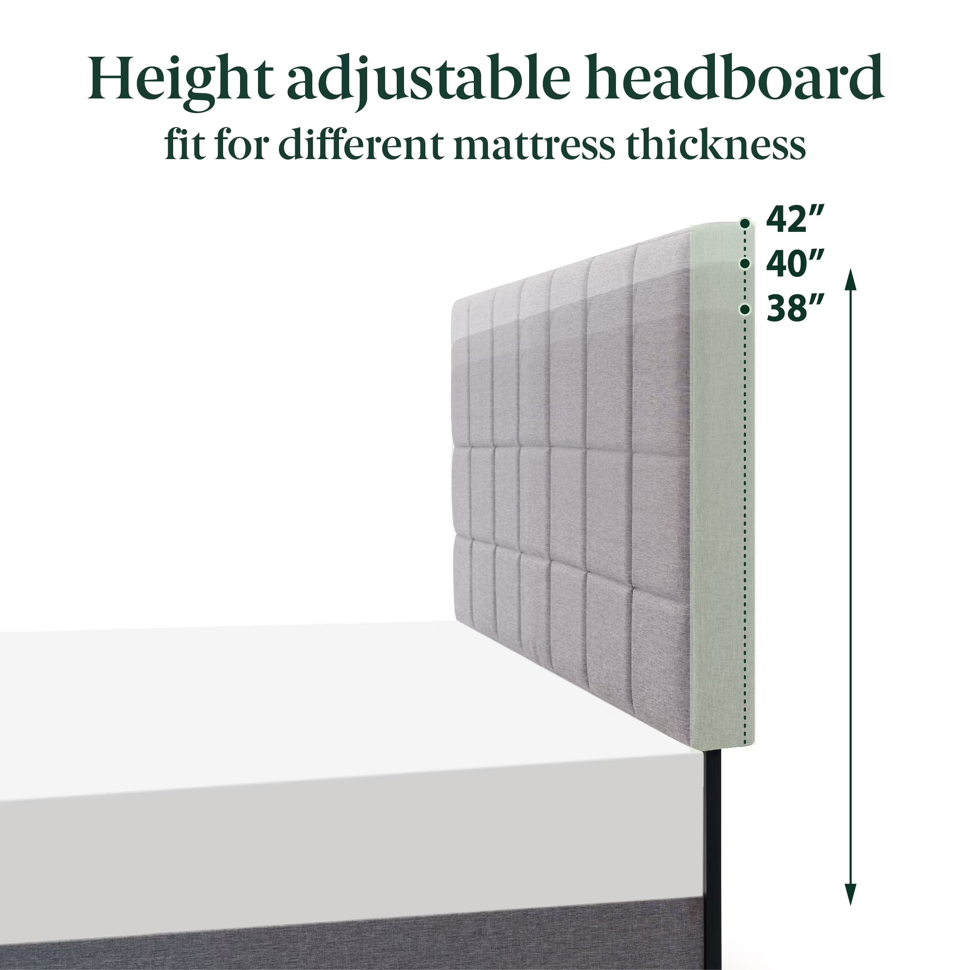 Gray Upholstered Square Tufted Platform Bed, No Box Spring Needed