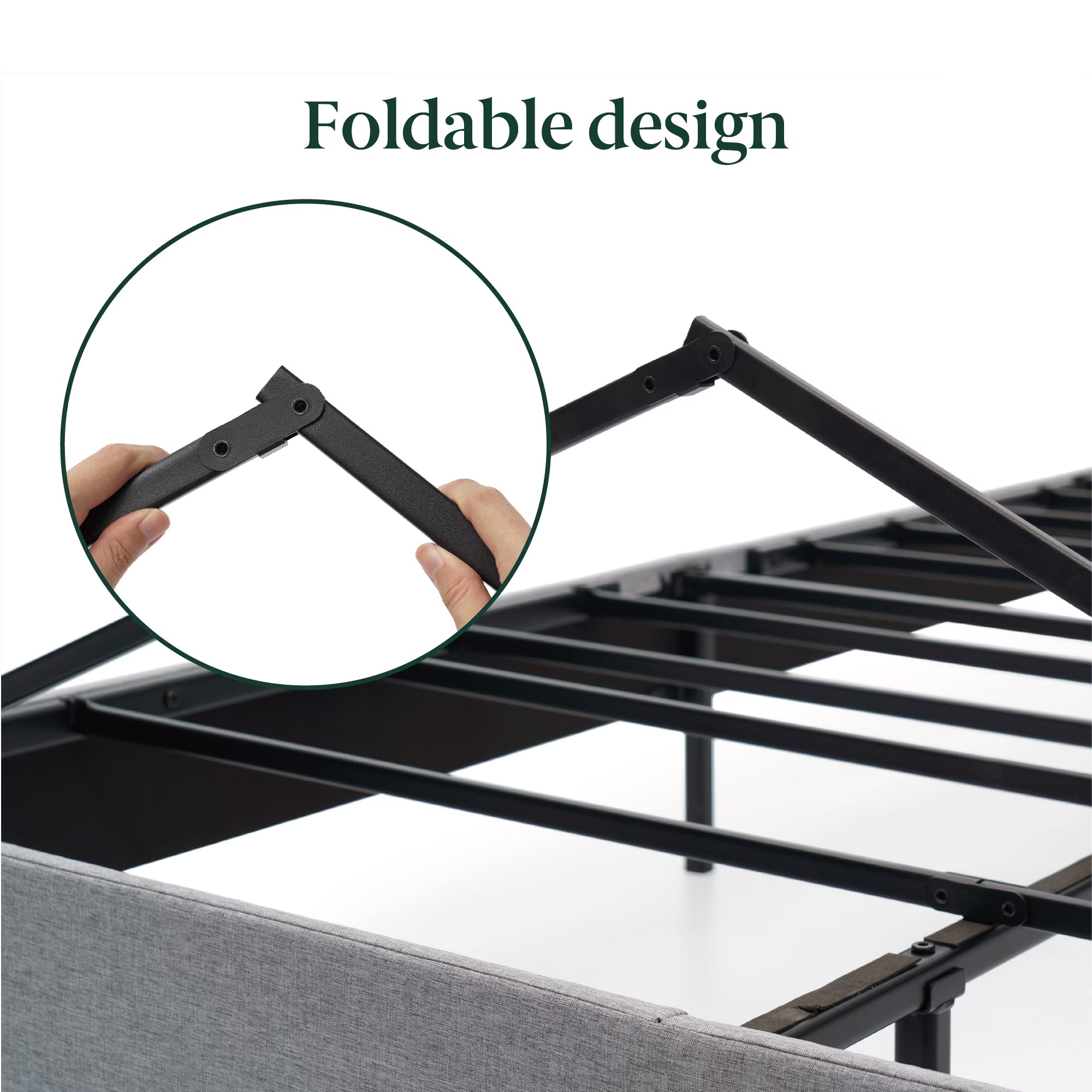 Gray Upholstered Square Tufted Platform Bed, No Box Spring Needed