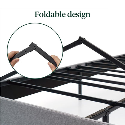Gray Upholstered Square Tufted Platform Bed, No Box Spring Needed